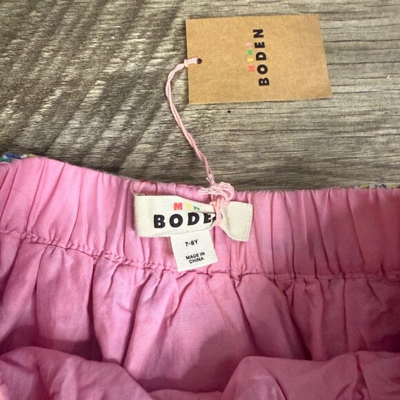 NWT Mini Boden Girls Floral Print Skirt With Buttons & Elastic Waist Cotton 7-8Y - Picture 3 of 5